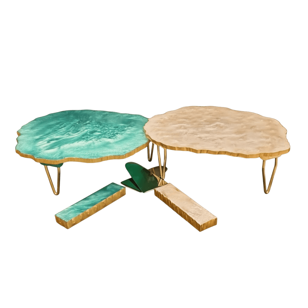 IRON & RESIN CAKE STAND WITH LIFTER (2 COLOR)